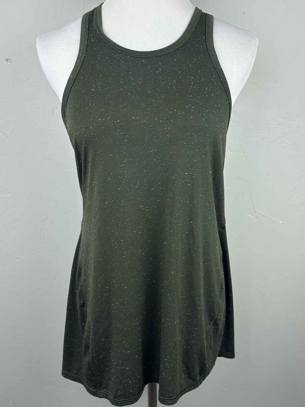 Lululemon Goal Up Tank Olive Speckled Split Back Racerback Sz 6
